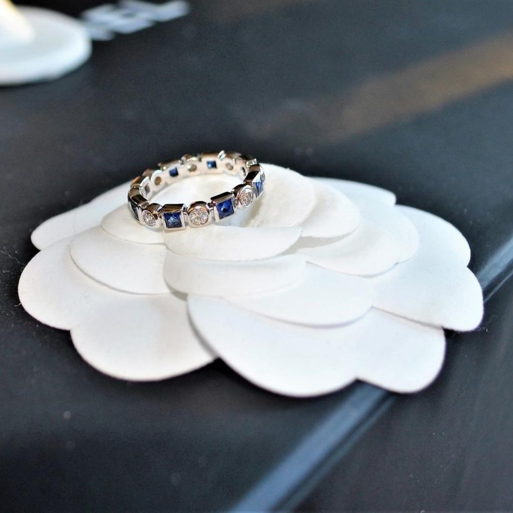 SOLD Tacori 18k WG Princess Diam Sapphire Eternity - Picture 2 of 6